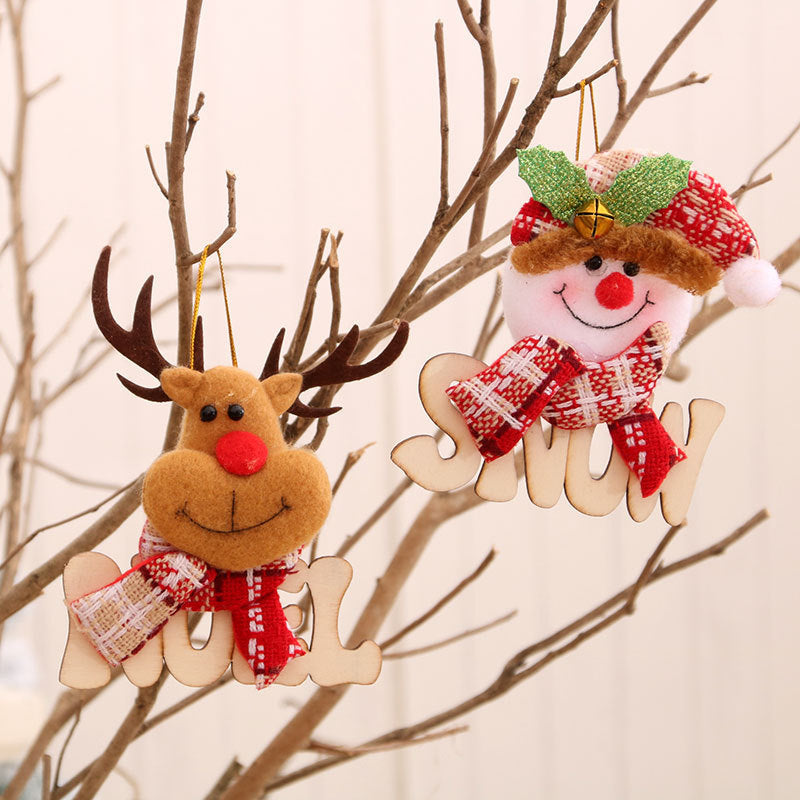 Christmas Tree Ornaments with Plush Bear and Reindeer Hangers