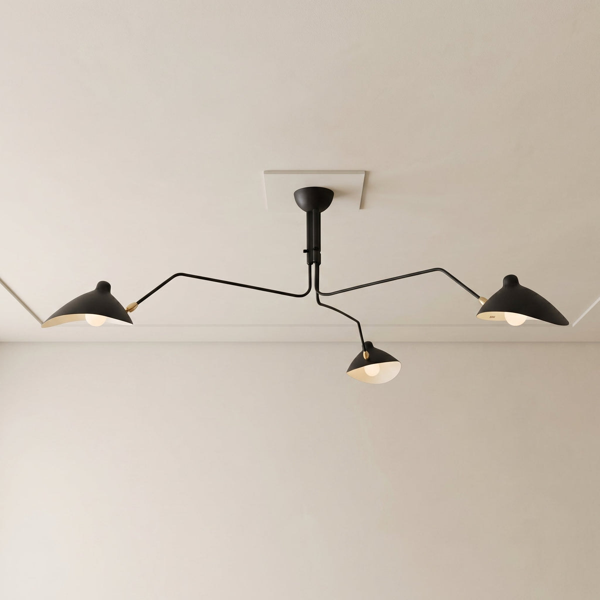 Multi-Arm Ceiling Light with Directional Reflectors | 3-Arm or 6-Arm Configurations | Spans Up to 86.6 Inches