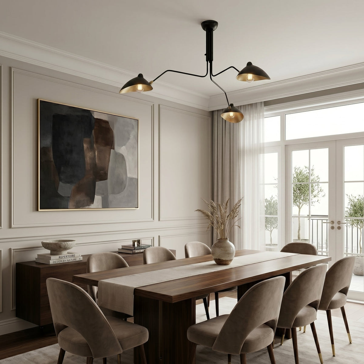 Multi-Arm Ceiling Light with Directional Reflectors | 3-Arm or 6-Arm Configurations | Spans Up to 86.6 Inches