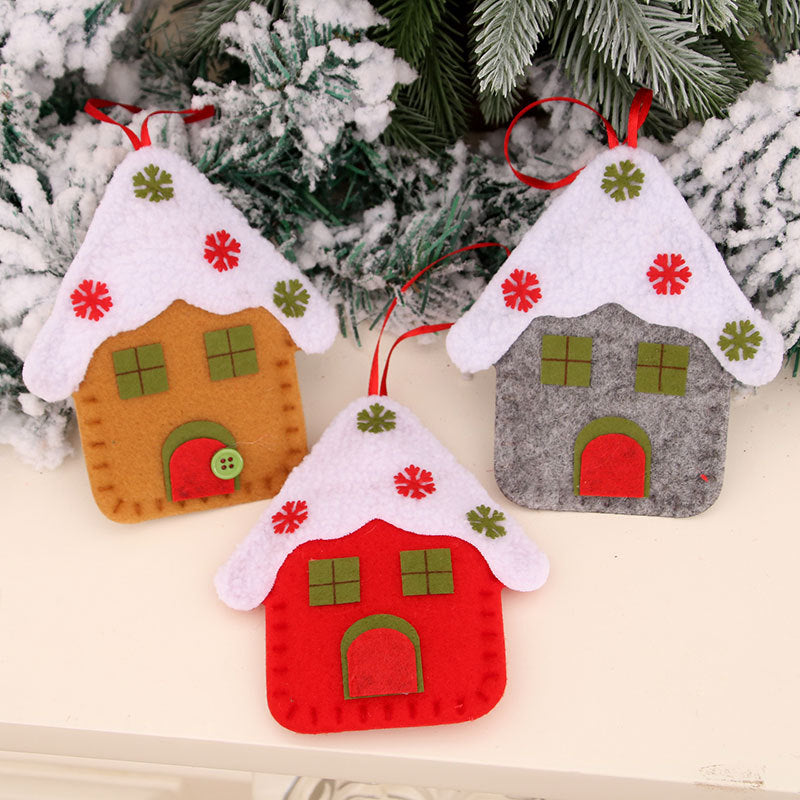 Felt House Christmas Tree Ornaments with Snowy Roof Design
