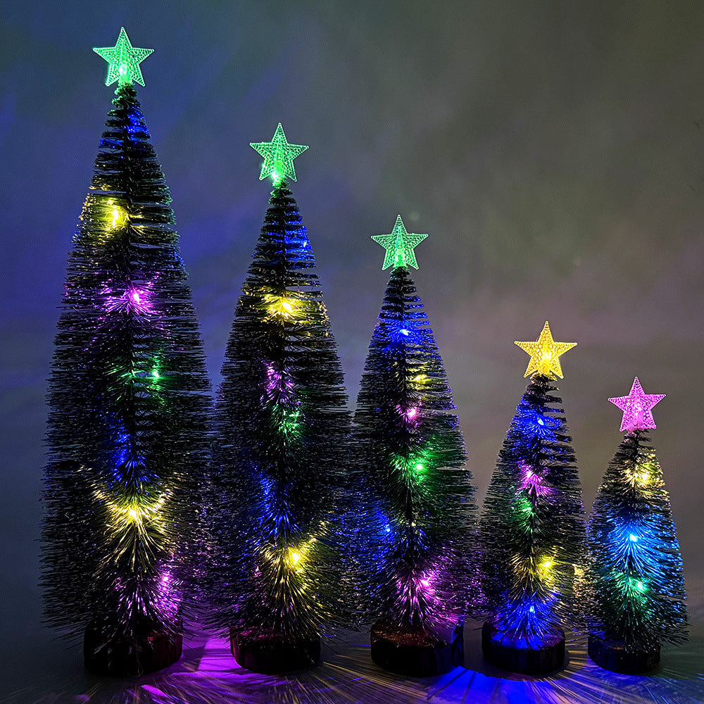 Mini Christmas Tree with Lights and Star Topper, Snowy Look