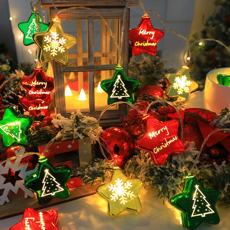 LED Christmas String Lights with Festive Motifs and Remote