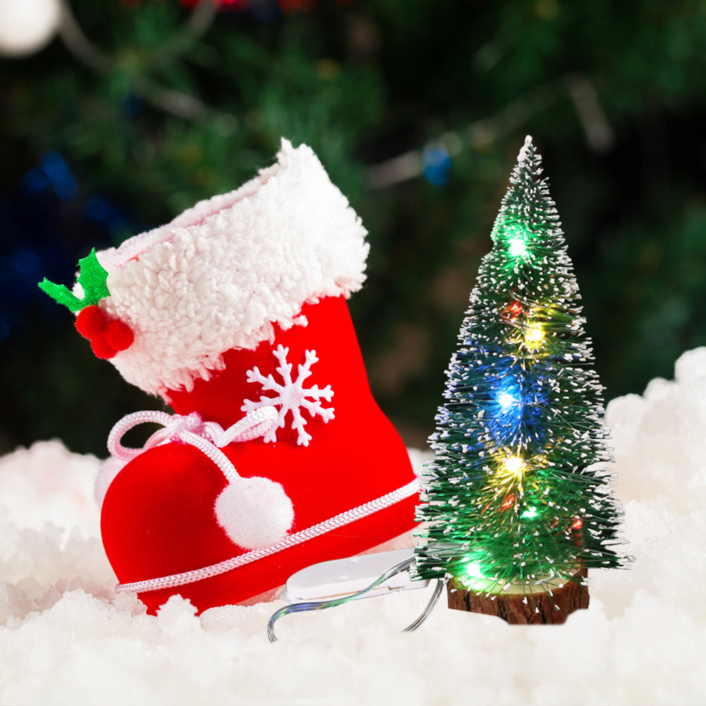 Mini Christmas Tree with Lights for Table and Shelf Decor