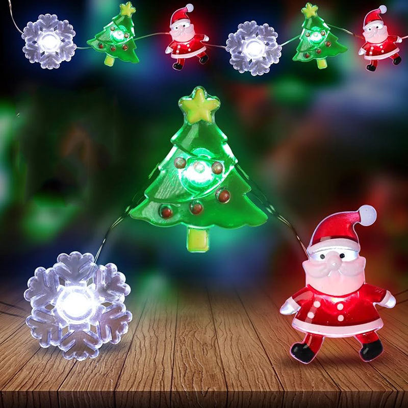 LED Christmas String Lights with Santa and Nutcracker Motifs