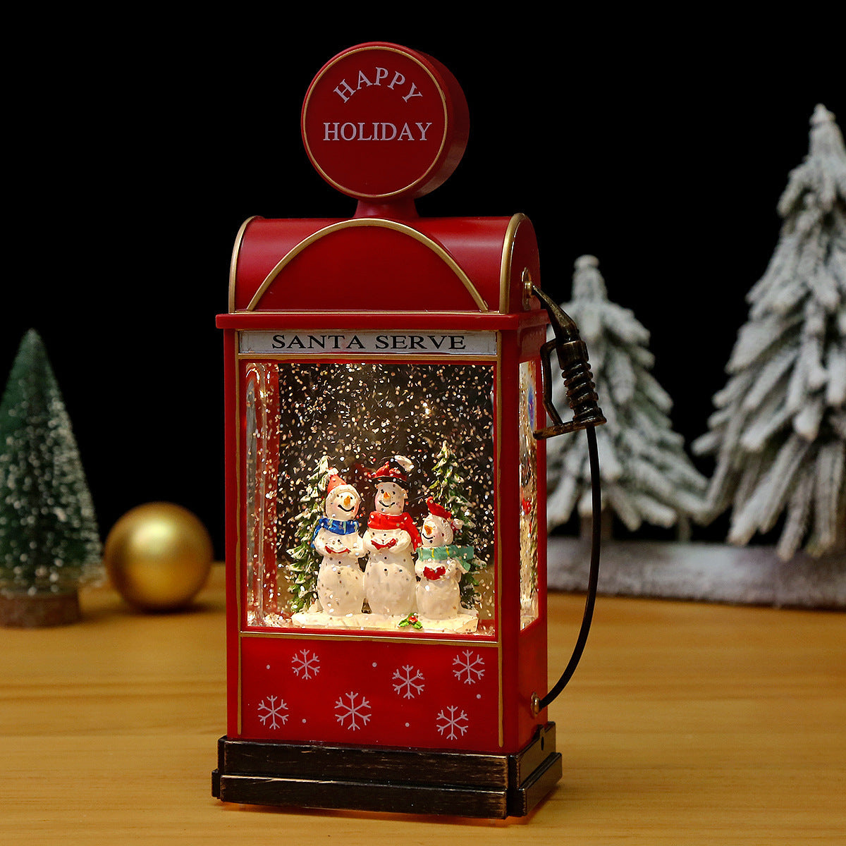Christmas Lanterns with Snow Effect and Warm Light Glow