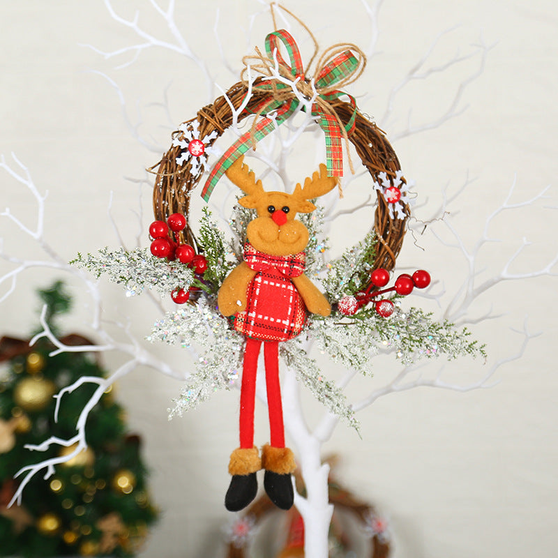 Handmade Twig Christmas Wreath with Plaid Bow and Berries