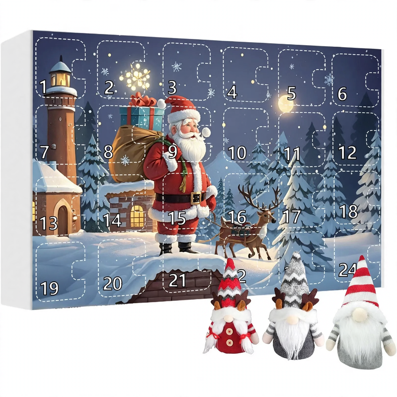 Christmas Gnome Advent Calendar with Plush Holiday Figures