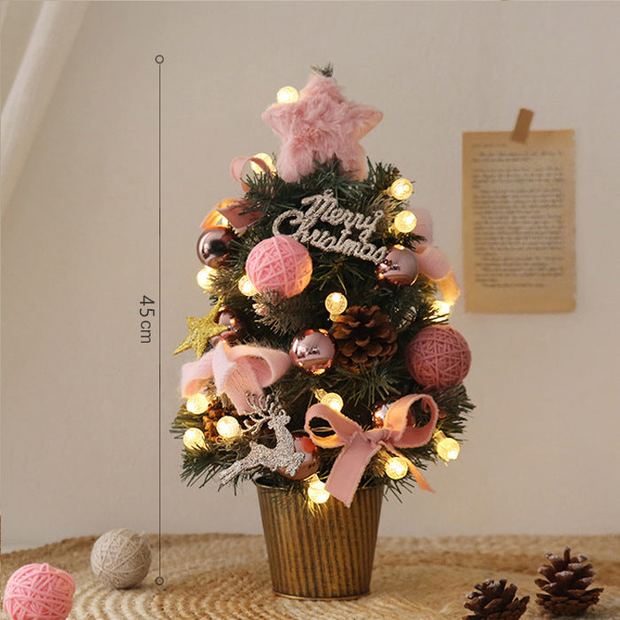 Mini Christmas Tree with Lights and Ornament Set for Tabletop