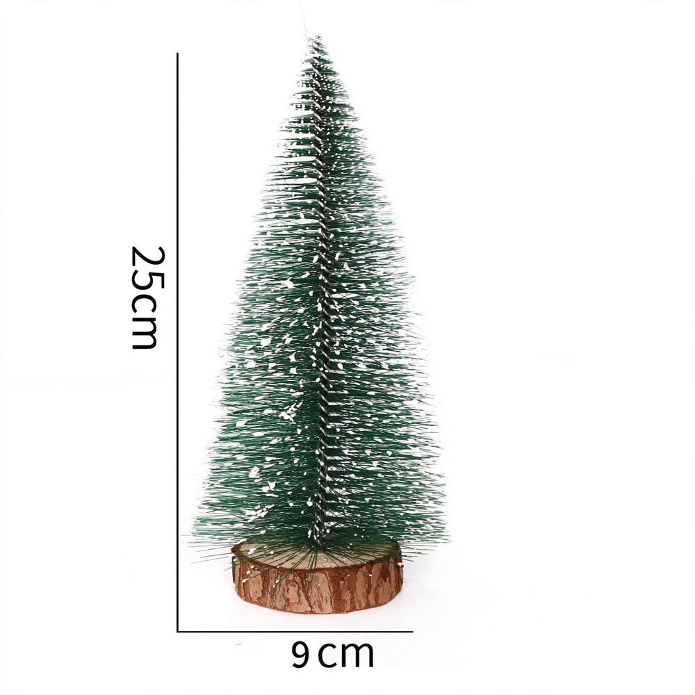 Mini Snowy Christmas Tree Decorations with Wooden Bases