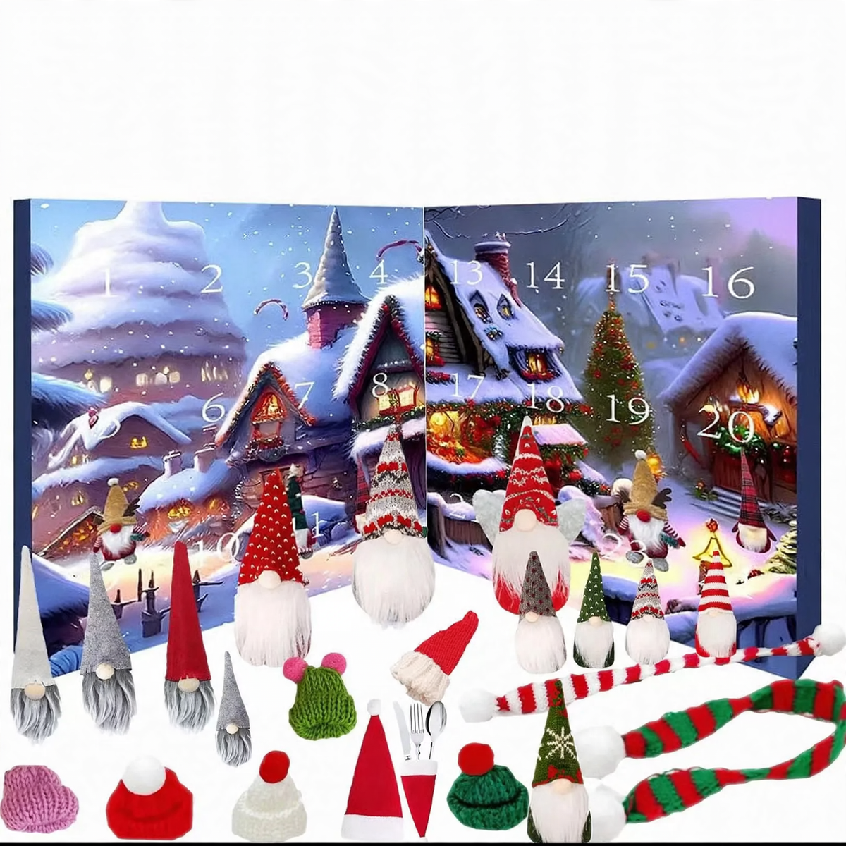 Christmas Advent Calendar with 24 Plush Gnome Figures