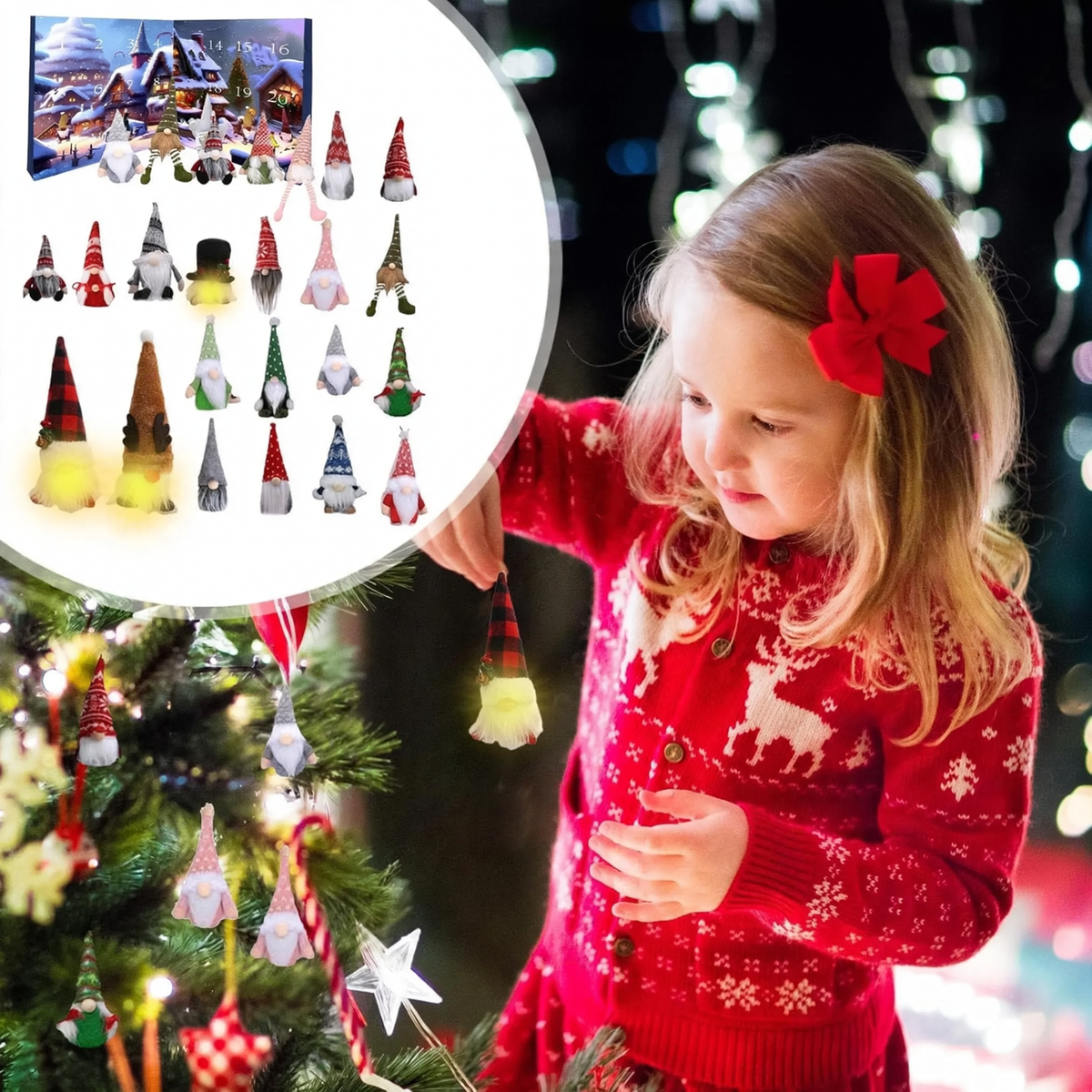 Christmas Advent Calendar with 24 Plush Gnome Figures