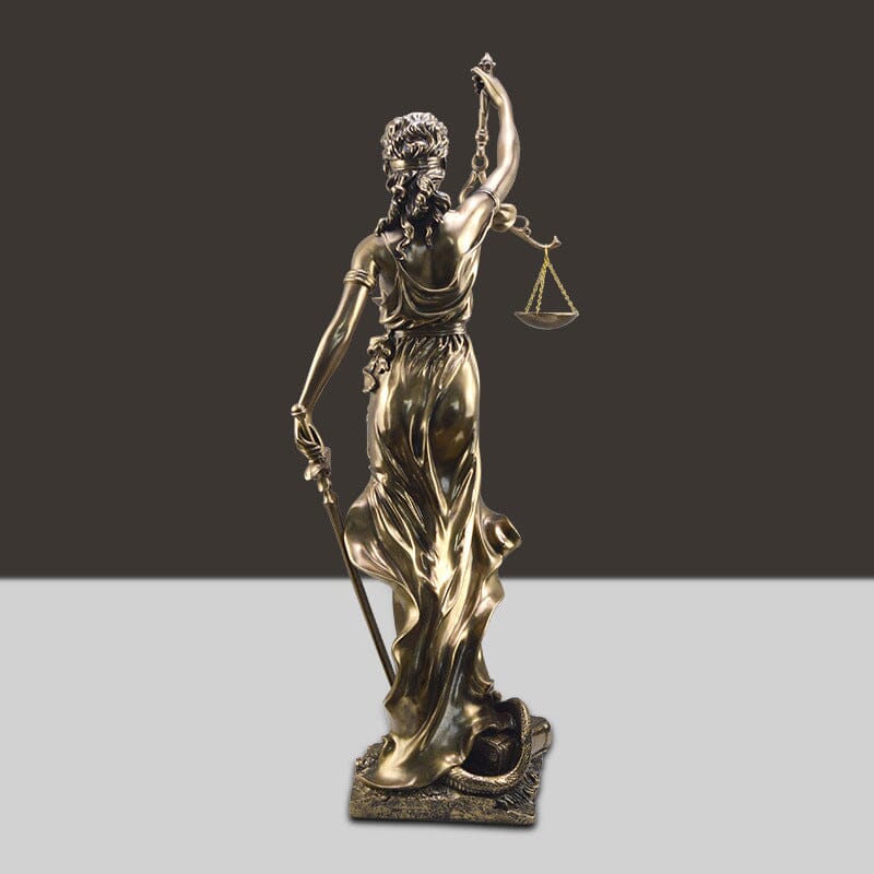 Lady Justice Statue in Hand Painted Bronze Finish | Goddess Figurine with Scales and Sword for Desk or Office | Gifts for Him