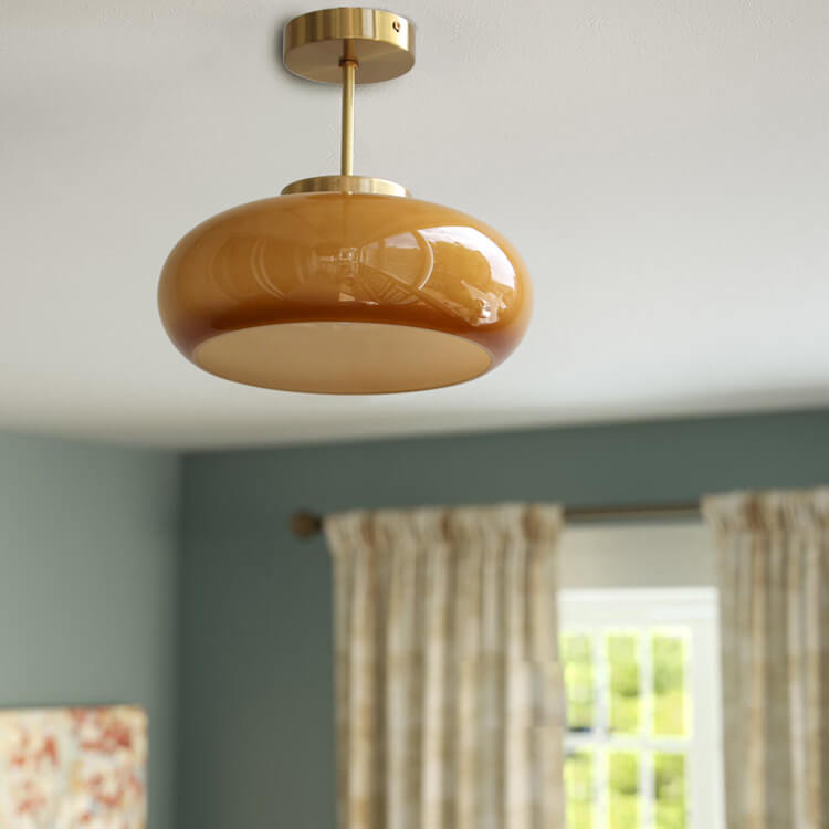 Bauhaus-Inspired Glass Ceiling Light | Hand-Blown Rounded Shade | Semi Flush Mount for Soft Ambient Lighting
