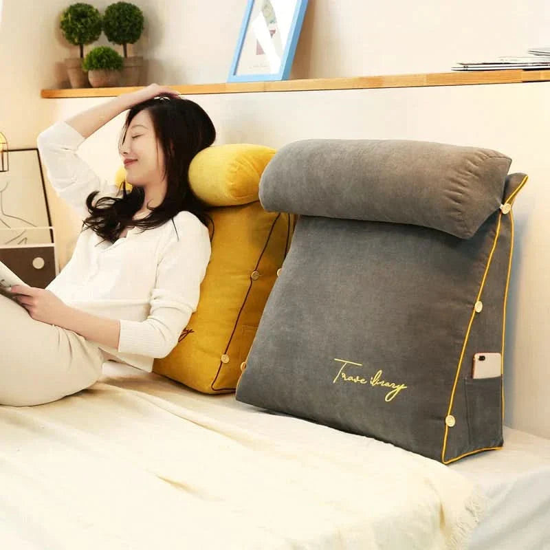 Wedge Back Support Pillow with Neck Roll | Angled Design for Comfort | Supports Reading, Resting, and Relaxing