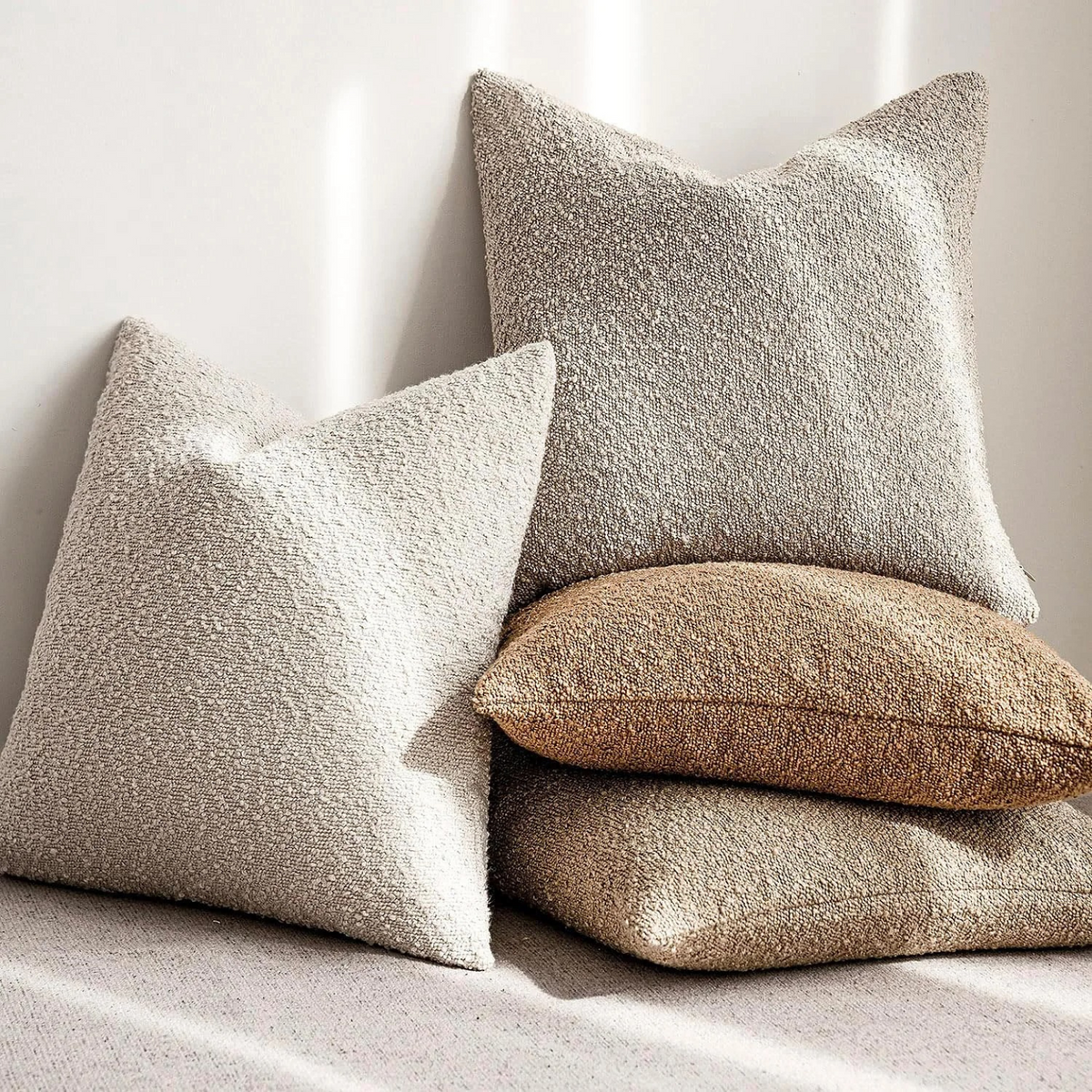 Boucle Cushion Cover, 17.7 x 17.7 Inches | Textured Decorative Design | Refreshes Sofas, Chairs, and Beds