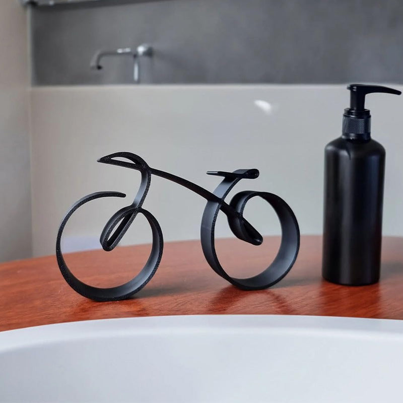 Bicycle Sculpture in Black Iron | Wire Frame Metal Art for a Desk or Shelf | 20 cm Gift for Cycling Fans