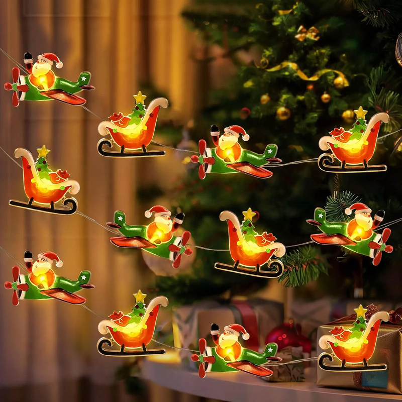LED Christmas String Lights with Santa and Nutcracker Motifs