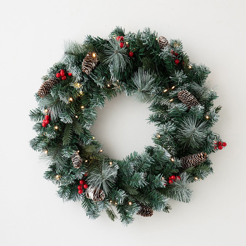 Pre Lit Artificial Christmas Wreath with Warm LED Lights