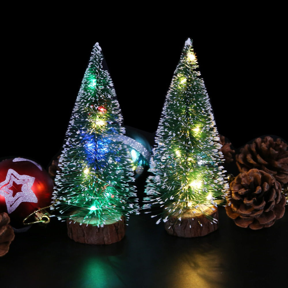 Mini Christmas Tree with Lights, Tabletop Pine Needle Decor