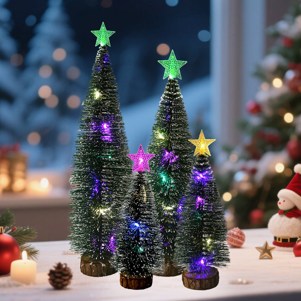 Mini Christmas Tree with Lights and Star Topper, Snowy Look