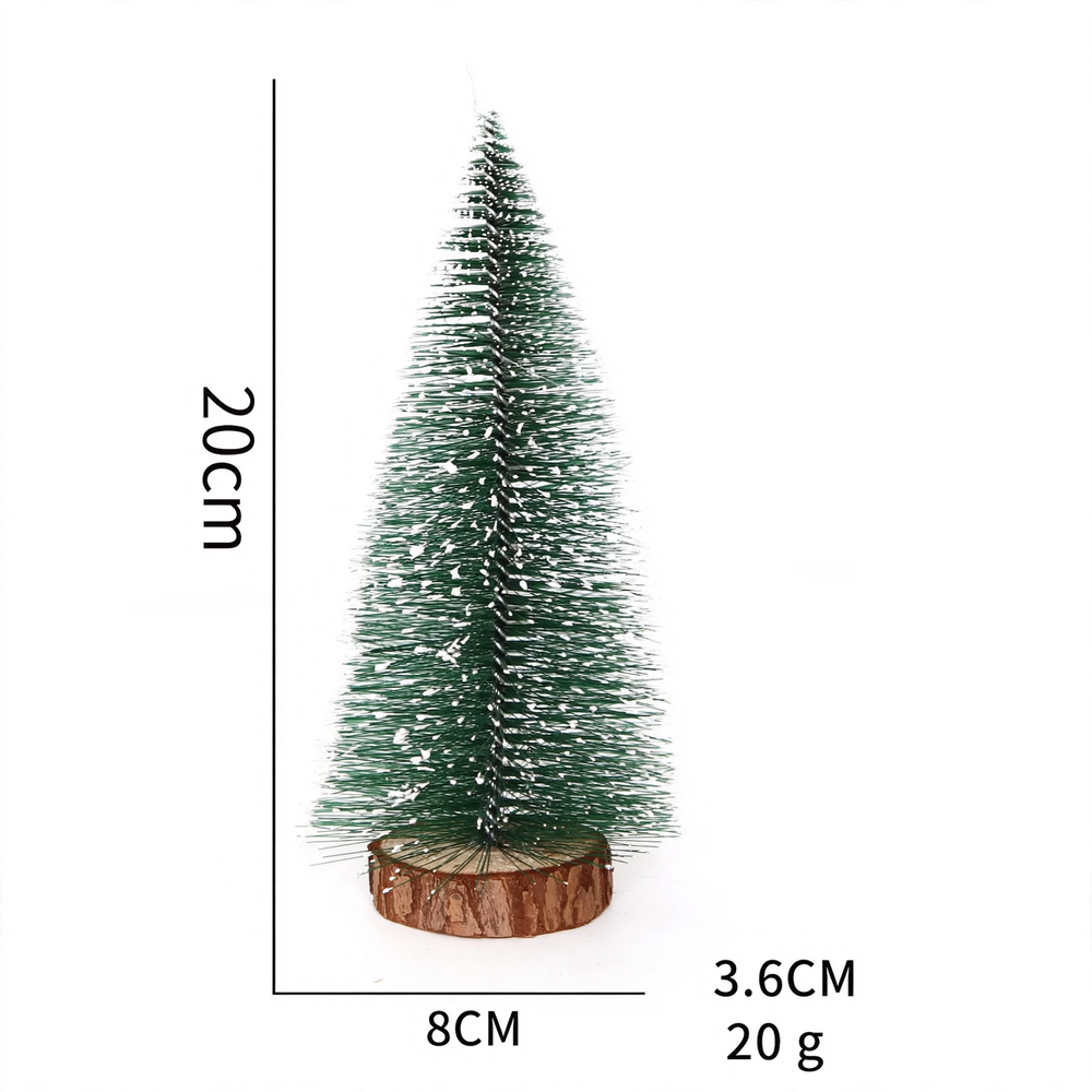 Mini Snowy Christmas Tree Decorations with Wooden Bases