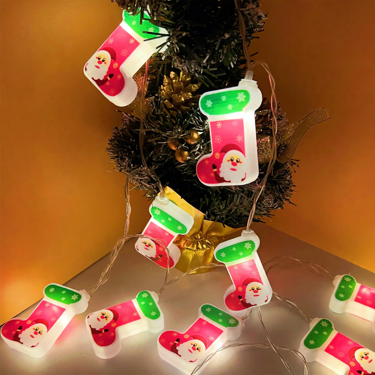 LED Christmas String Lights with Remote and Holiday Shapes