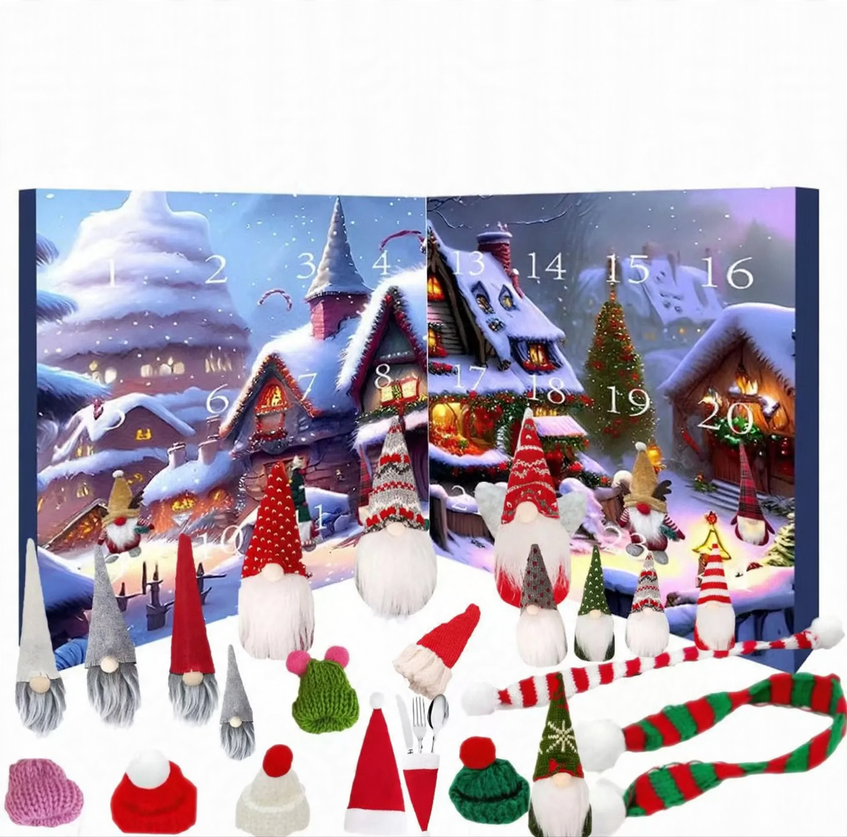 Christmas Advent Calendar with 24 Plush Gnome Figures