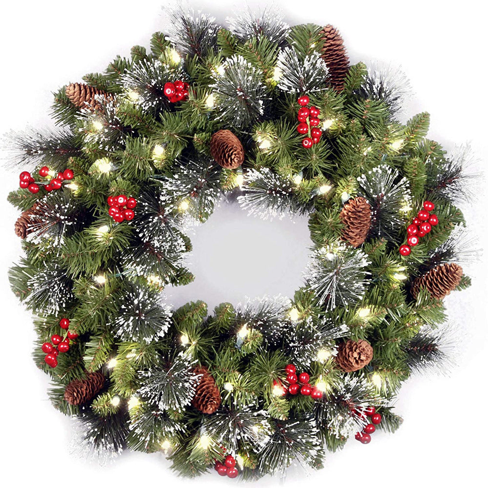 Prelit Christmas Wreath and Garland Set with Warm Lights