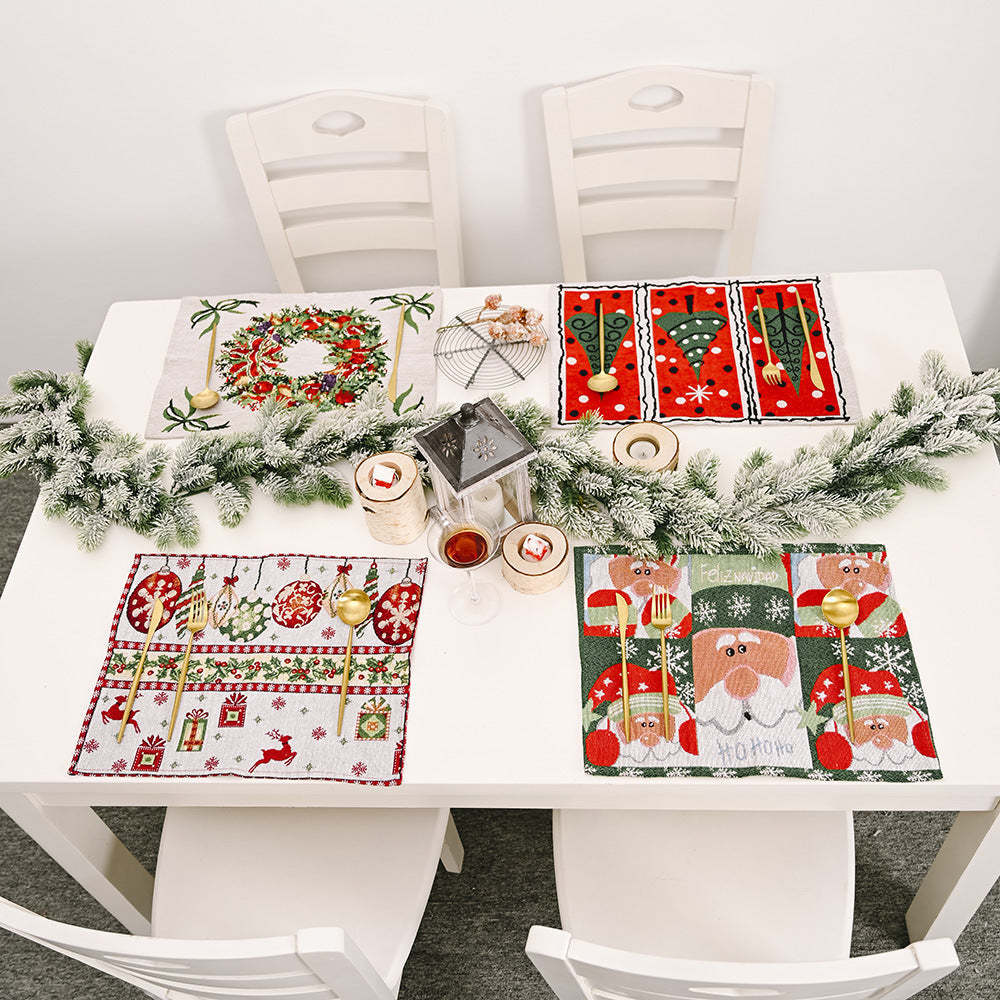 Christmas Table Runner Style Embroidered Holiday Placemats
