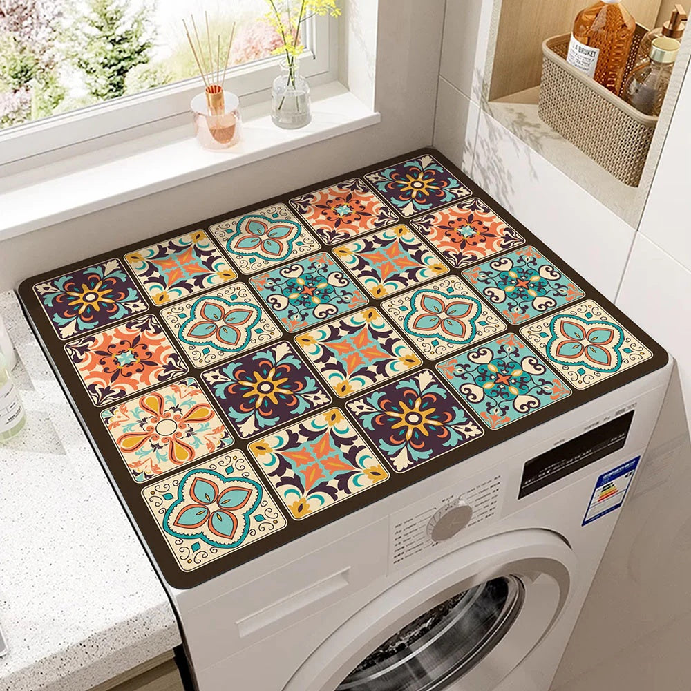 Appliance Top Mat with Mandala Design | Protective and Decorative | Fits Washing Machines and Flat-Top Appliances