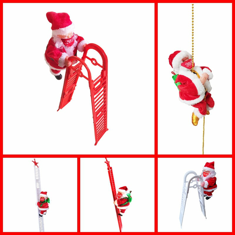 Climbing Santa Claus Figurine with Ladder Christmas Decoration