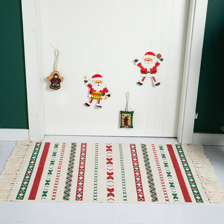 Christmas Runner Rug with Nordic Pattern and Tassels