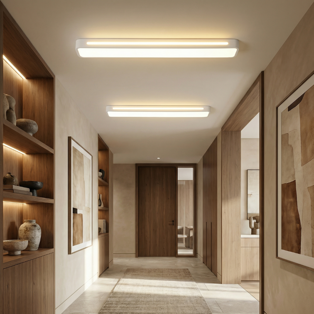 Nordic Linear LED Ceiling Light | Slim, Elongated Design | Streamlined Lighting for Hallways and Dining Rooms