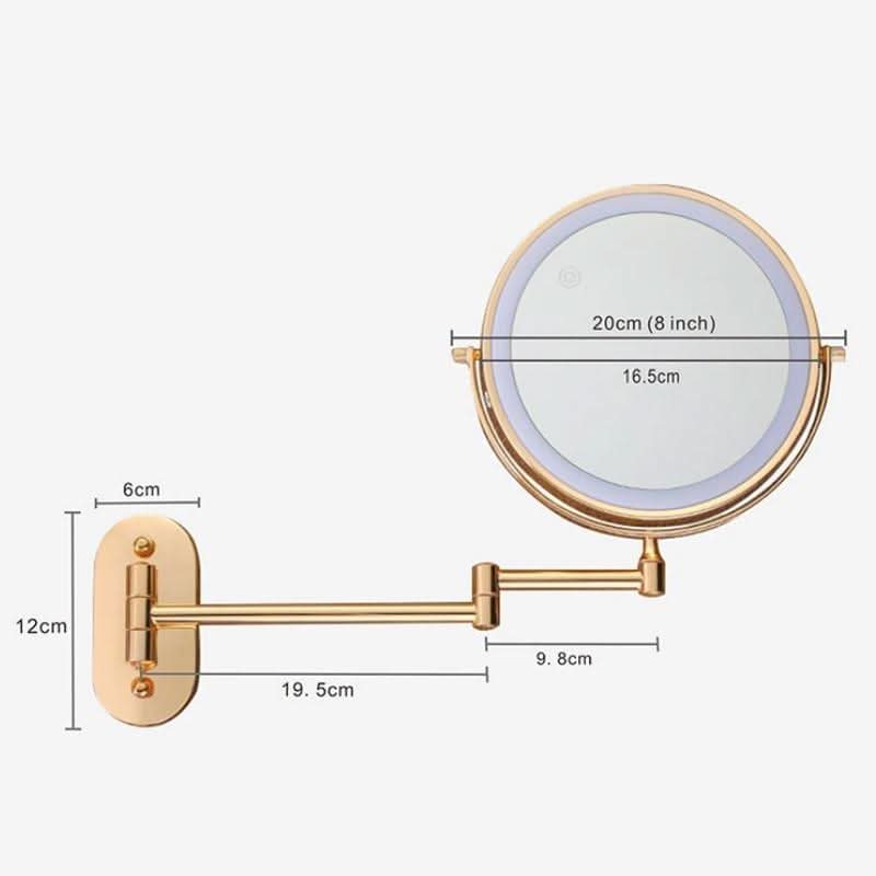 Rechargeable LED Makeup Mirror with Magnification | Wall-Mounted, Space-Saving Design | Cordless Use for Bathrooms and Bedrooms