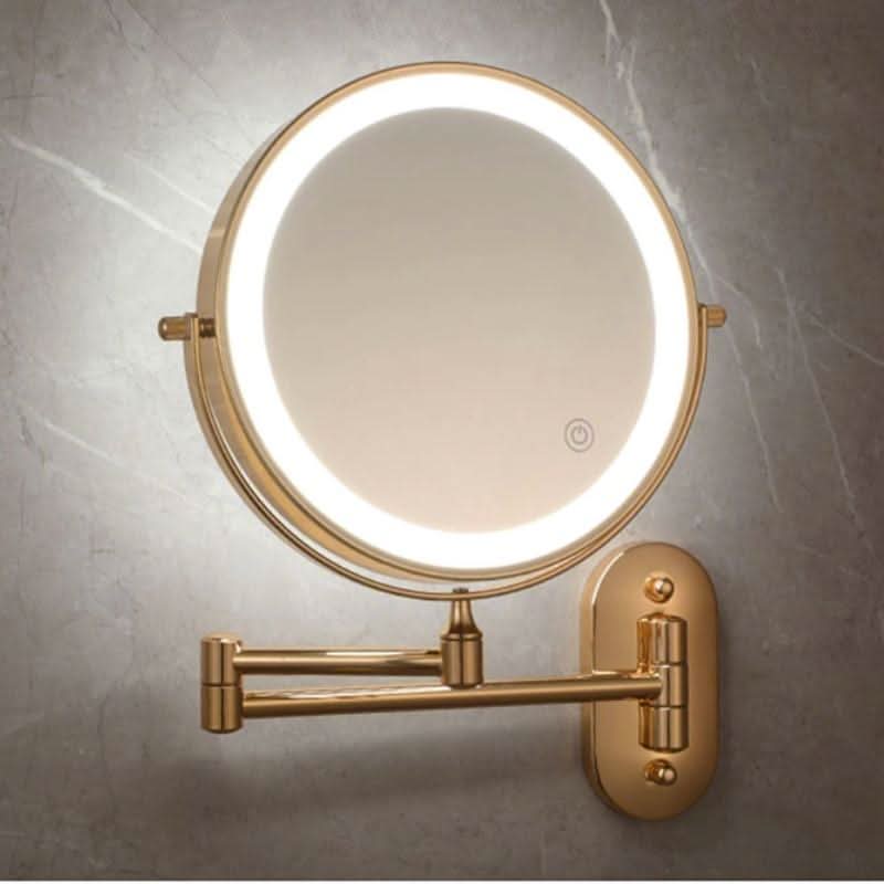 Rechargeable LED Makeup Mirror with Magnification | Wall-Mounted, Space-Saving Design | Cordless Use for Bathrooms and Bedrooms