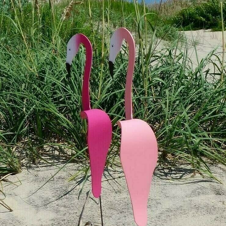 Spinning Flamingo Garden Ornaments That Turn in the Wind | Bird 19.6 Inches Plus a 16.5 Inch Stake | Eight Colors