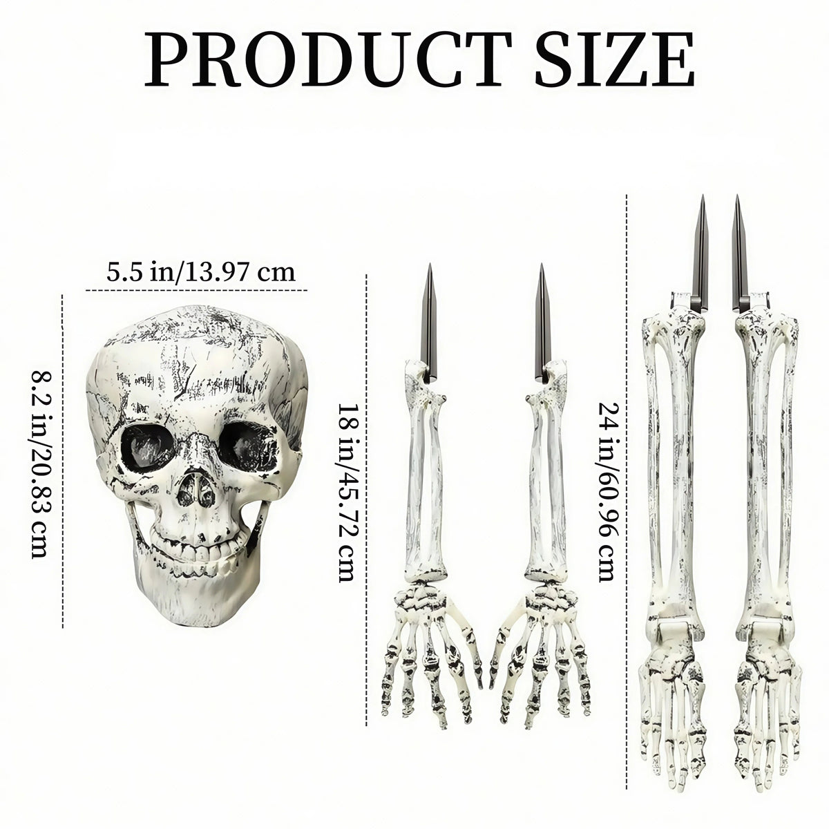 Halloween Skeleton Yard Stakes | Arms And Legs In Weather Resistant Plastic | Push In Stakes For A Graveyard Scene