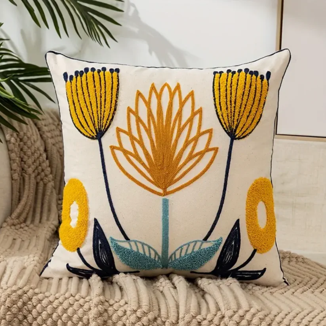 Floral Throw Pillow, 17.7 x 17.7 Inches | Cotton-Polyester Blend | A Complete Decorative Cushion for Any Room