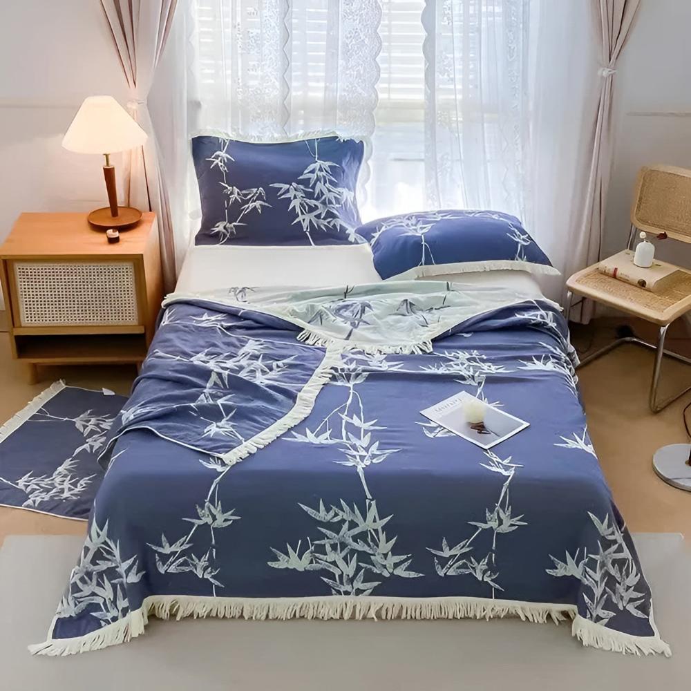 Bamboo Cotton Reversible Jacquard Quilt | Two Looks in One Blanket | Everyday Comfort for Bedding