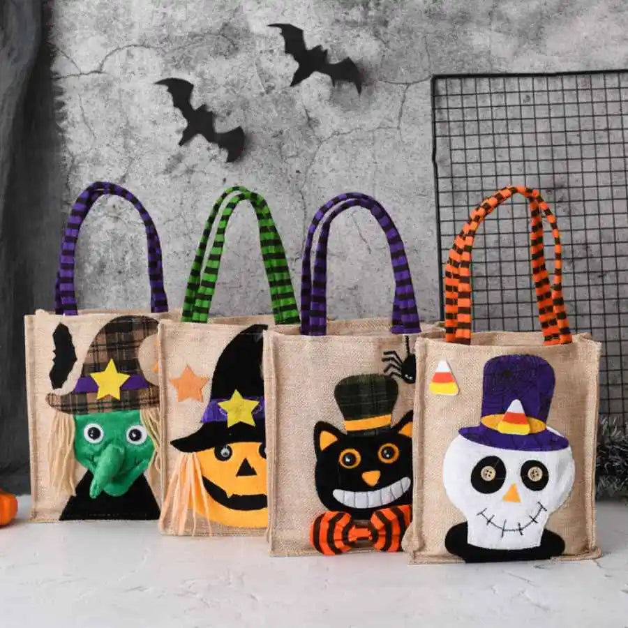 Halloween candy bag held by a child while trick-or-treating