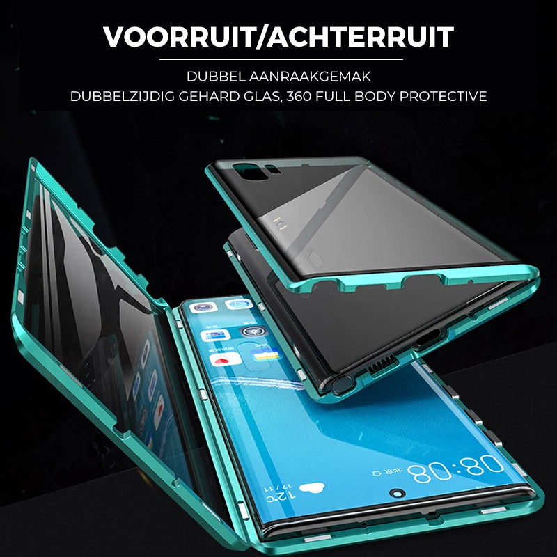 Double Sided Tempered Glass Phone Covers for Samsung Galaxy | Magnetic Metal Frame with Safety Lock | 3 Colors