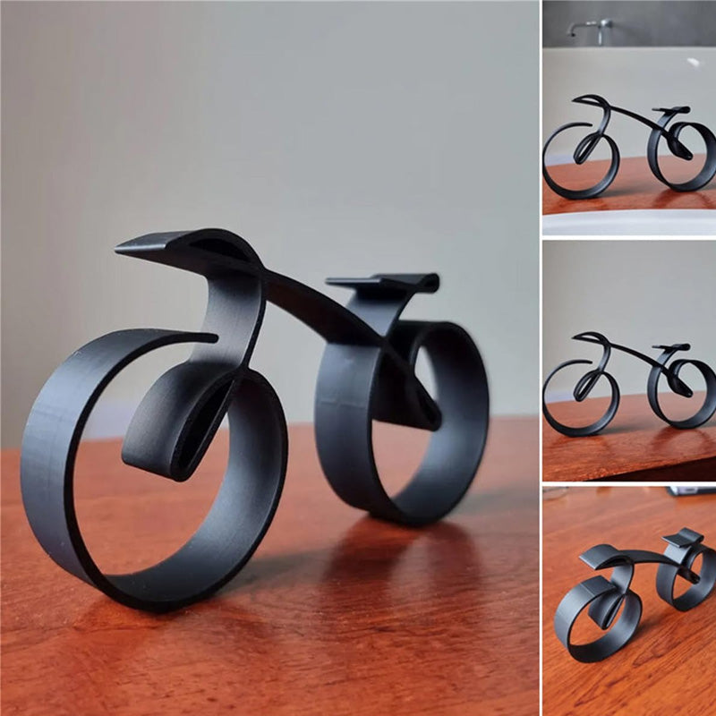 Bicycle Sculpture in Black Iron | Wire Frame Metal Art for a Desk or Shelf | 20 cm Gift for Cycling Fans