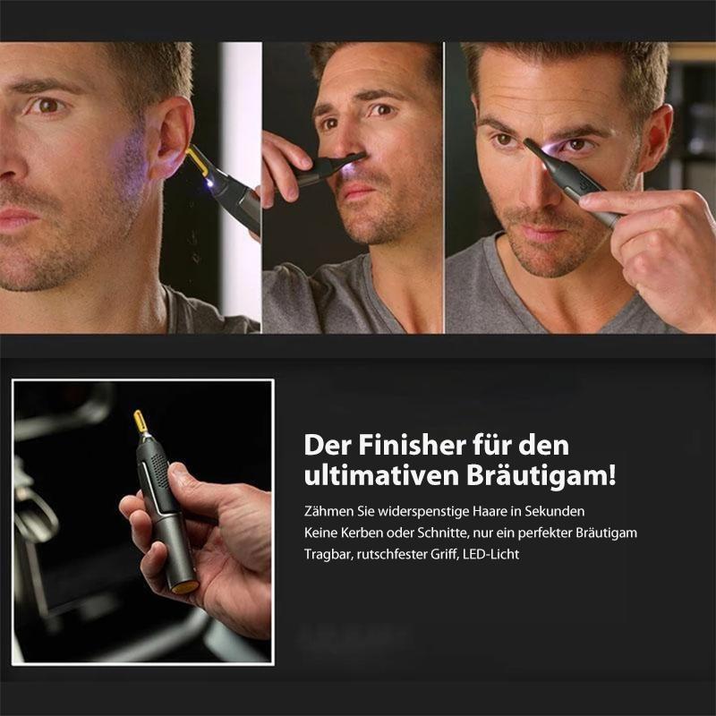 Nose Hair Trimmer with LED Light | Titanium Coated Stainless Steel Blades for Ears and Eyebrows | AA Battery Powered