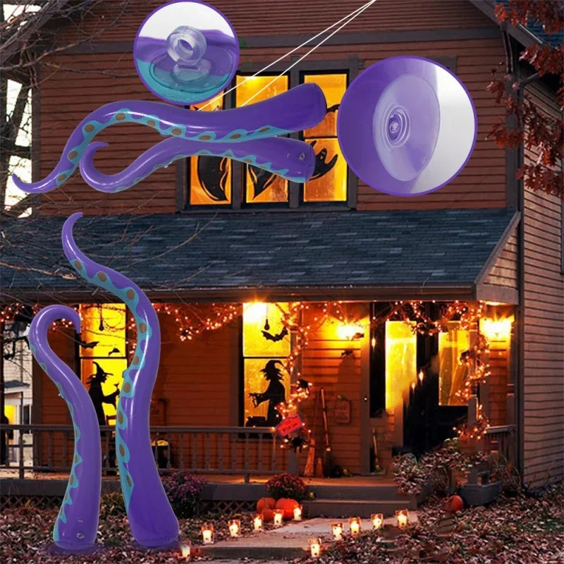 Inflatable Halloween Octopus Tentacles, Set Of 4 | Up To 59 In Purple Waterproof PVC | Ground Stakes For Yard Or Window