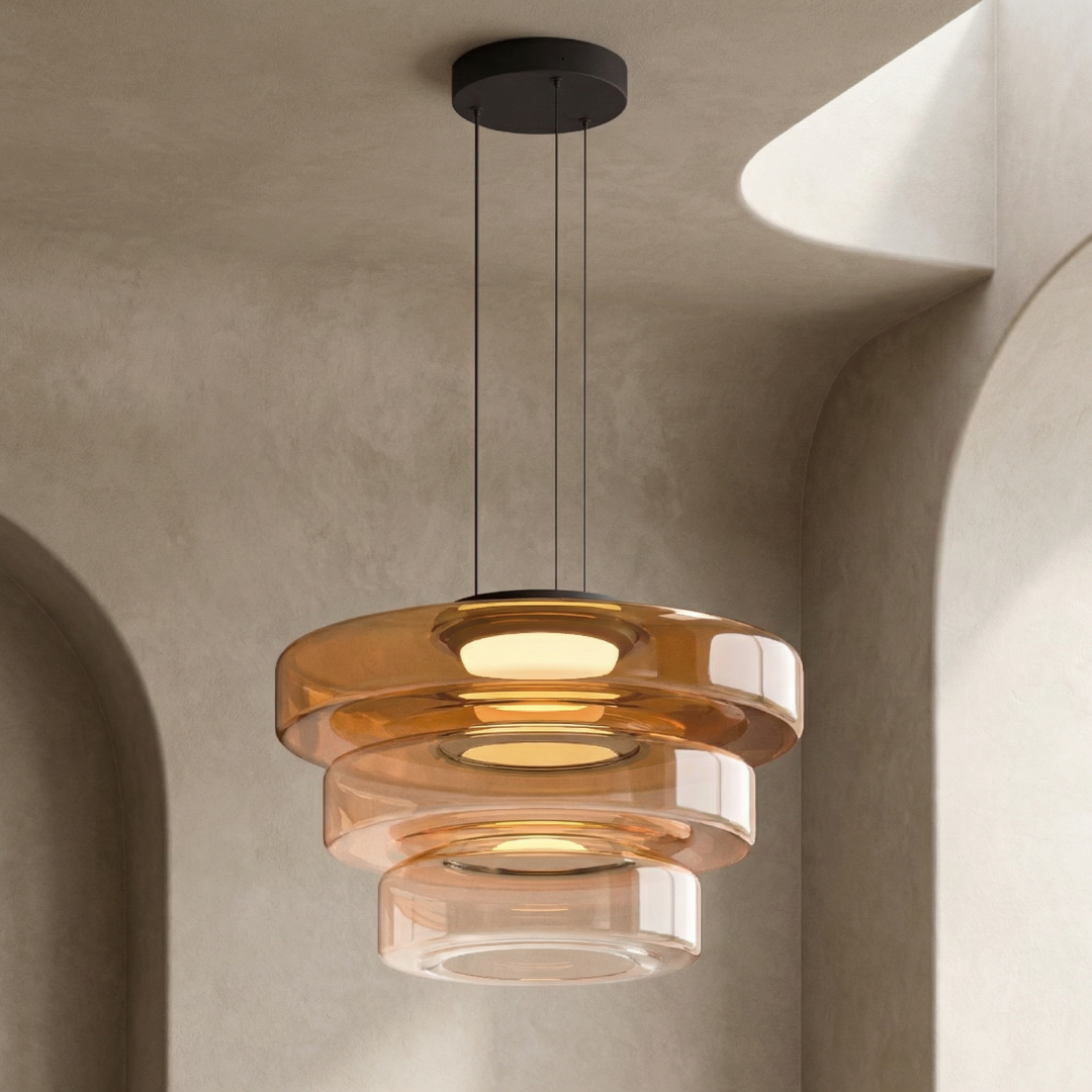 Bauhaus Glass Pendant Light | Smooth Geometric Shade | Ceiling-Suspended Lighting for Kitchens and Living Areas