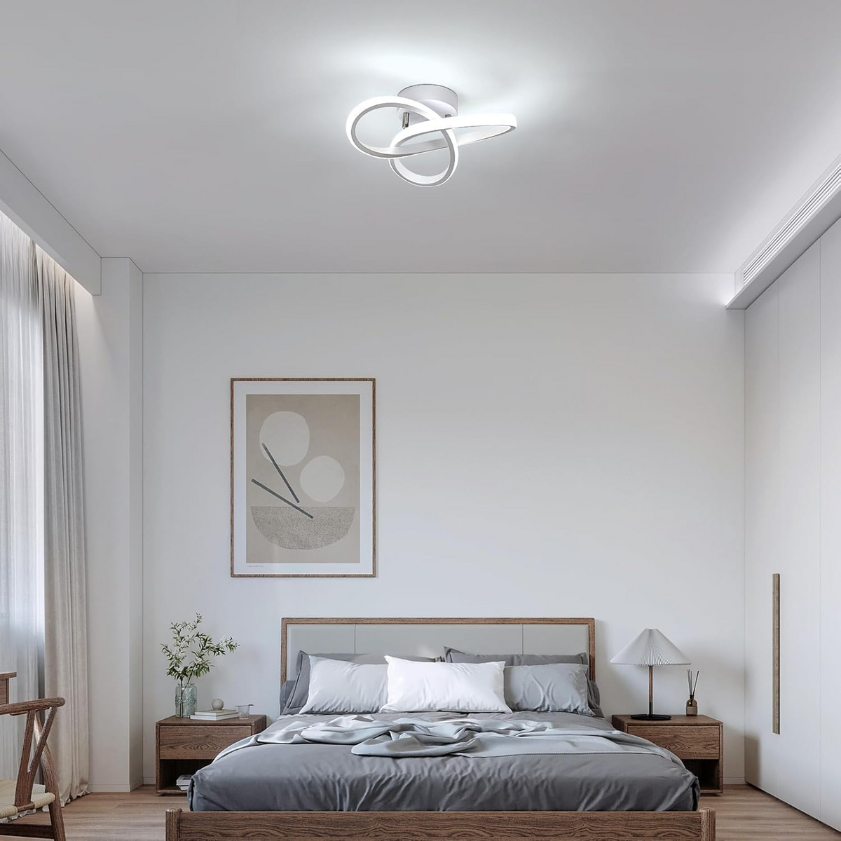 White LED Ceiling Light | Circular Flush Mount Design | Even Illumination for Hallways and Living Rooms