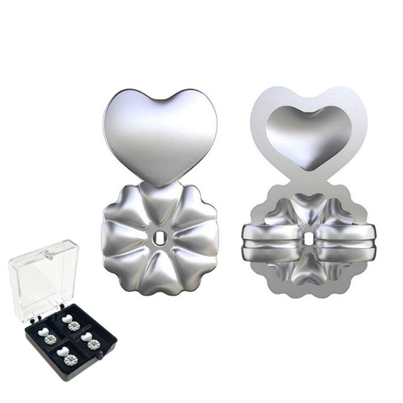 Earring Lifters for Heavy Stud Earrings | Hinged Heart Back Holds the Post Upright | Adjustable, in Silver or Gold