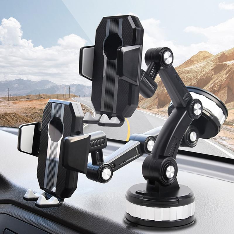 Suction Cup Car Phone Holder for Dashboard and Windshield | One Touch Lock with Telescopic Arm and 360 Swivel