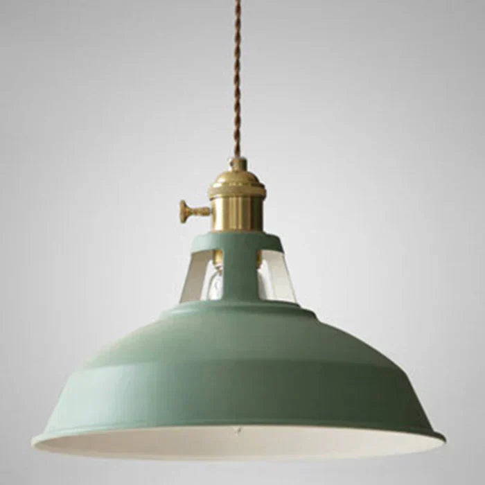 Industrial Retro Metal Pendant Light Ceiling Fixture with E27 Socket | Adjustable Textile Cord | 7 Colors
