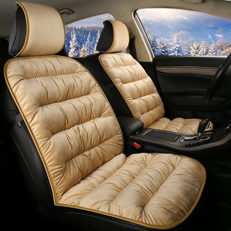 Plush Car Seat Cushion with Full Backrest | 105 x 49 cm Thick Padded Winter Pad | Available in 4 Colors